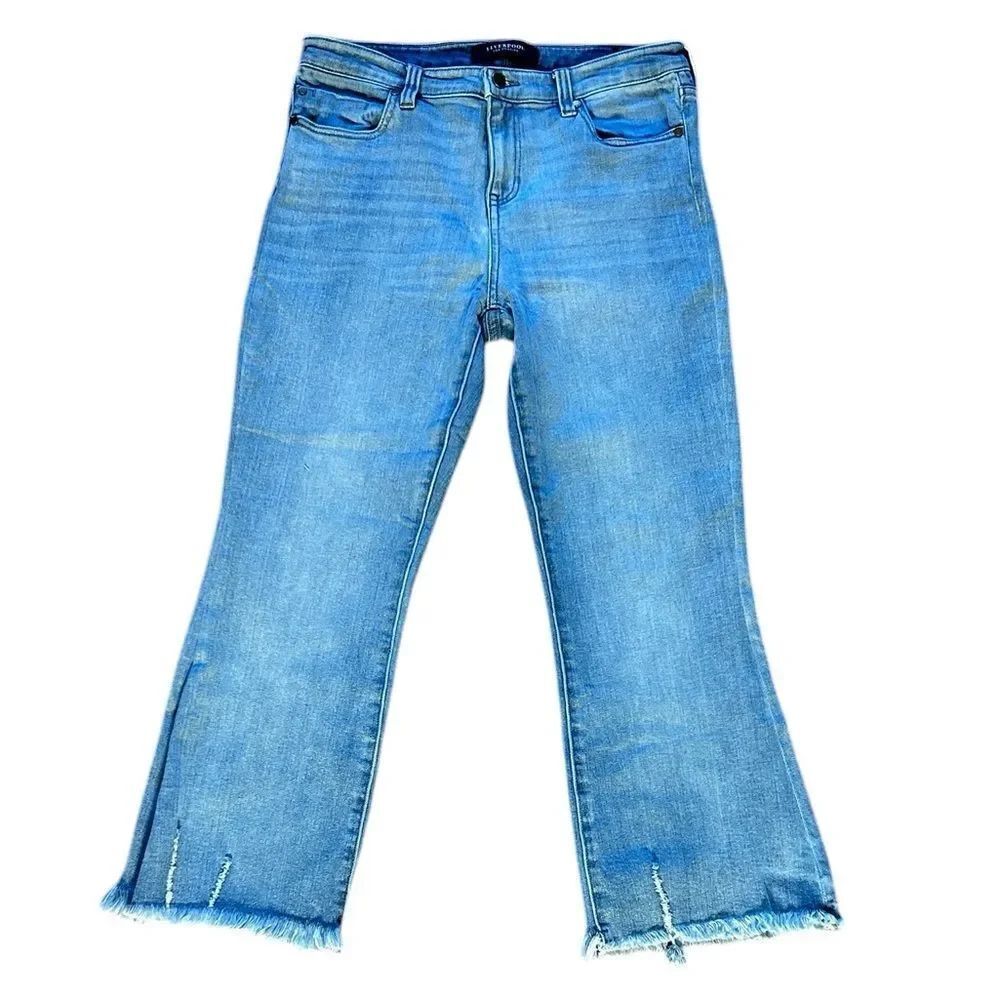 Liverpool Light Blue Flare Ankle Jeans with Frayed Hem
